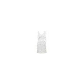 Cotton white female Sleeveless deep v neckline dress for party , prom