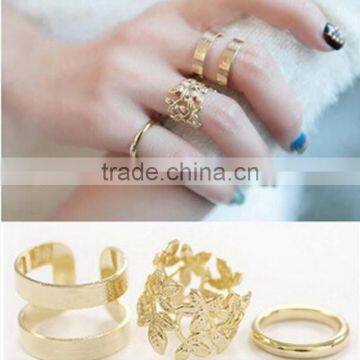 3pcs/set Vintage Punk Style Metal Ring Hollow Out Leaves Band Midi Mid Finger Knuckle Ring Set