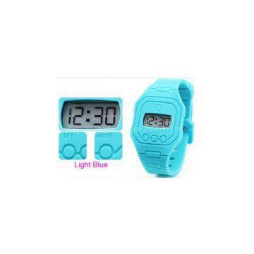 Silicone EL Light Blue Ultra Thin Digital Watch Adverting Promotion Gift / PMS Color