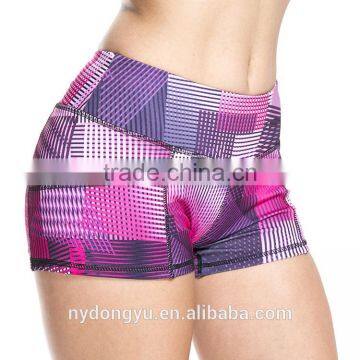 pink check tight fit stretchy yoga shorts/ o tg 6 COLOR printed athletic workout jogging sports shorts