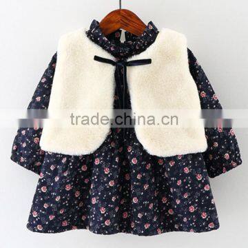 2pcs Set Baby Girl Winter Dresses With Plush Coat For 1-4years Kids M7082804