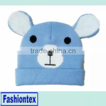 100% Acrylic Custom knitted Beanie Hat Bear Beanie Hats Beanie custom lovely beanie