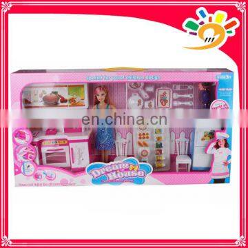 2013 new arrival plastic doll with kitchen set,fashion doll furniture