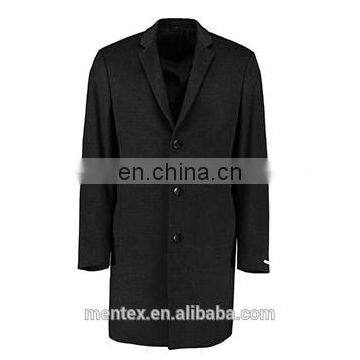 Man's Nape To Waist Charcoal Houndstooth Fitted Overcoat