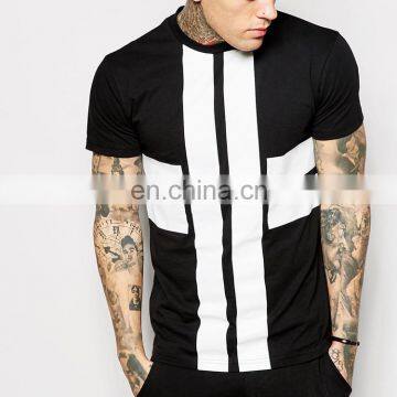 mens monochrome stripe fashion cut tee shirt