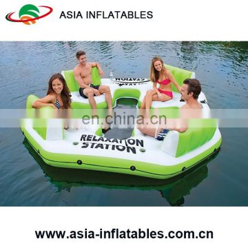 Tropical Tahiti Floating Island/ Inflatable Floating Island Water Pool For Ocean Party