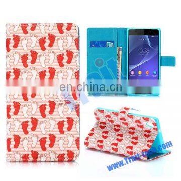 Cross Pattern Wallet Flip Stand Waterproof Leather Case for Sony Xperia Z Z2 L50W D6502 D6503