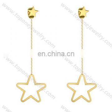 Fashion cheap gold plated stainless steel dangling star earring 2017