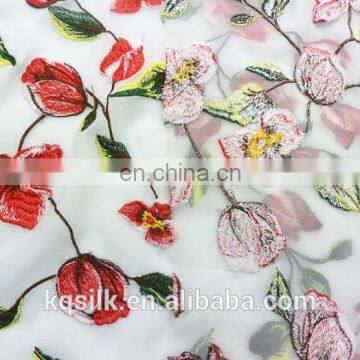 New Design Silk Georgette Fabric Embroidery Designs Flowers Rose Fabric photo-4