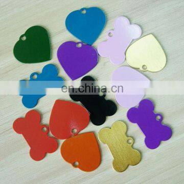 custom bone heart shaped colored metal dog tag cat id name tag