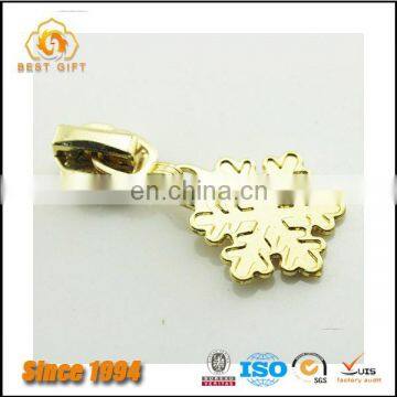 Wholesale Custom Garment Accessories Jacket Gold Metal Christmas Snowflake zippers