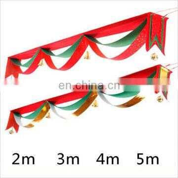 Christmas bunting flag Wave Flag with Bell and Ball 3 Layers Banner Merry Christmas Decor Ceiling Light Ornament