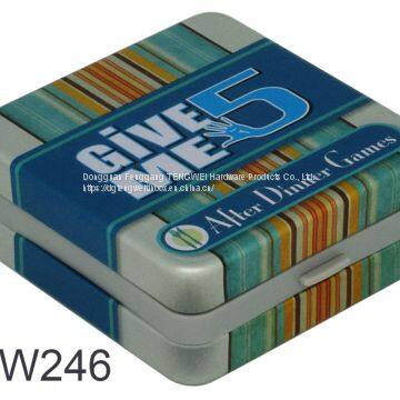 Square Spring Tin Box Small Tin Box with Spring Hinge Game Cards Tin Box Gift Tin Box