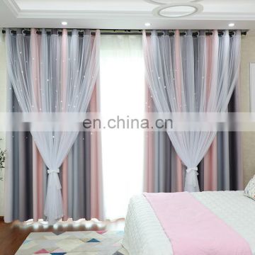 Hot sale korean style young girl blackout curtain sheer sets princess curtains for bedroom