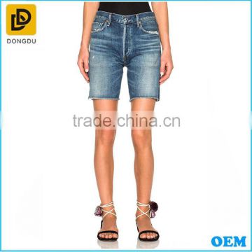 2016 summer medium women dark blue denim shorts