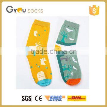 2 Color women knitted cotton socks with printed wholesale