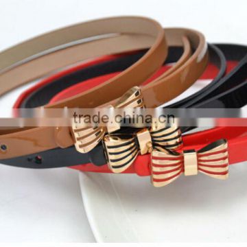 kids Fashion bow buckle PU waist belt