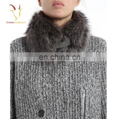 Womens Best Winter Knitted Coat With Fur Collar photo-3