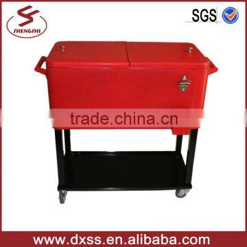 Metal rolling patio mobile rolling cooler container 73L