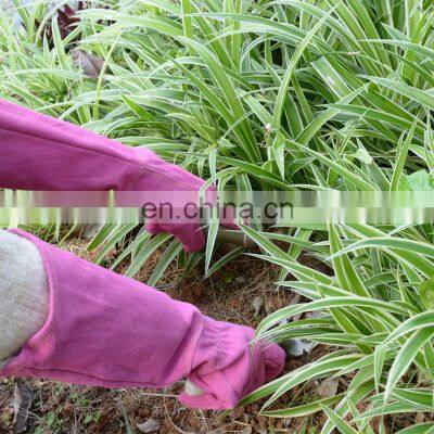 HANDLANDY pink long cuff cowhide rose work gardening gloves Leather Hand Gloves