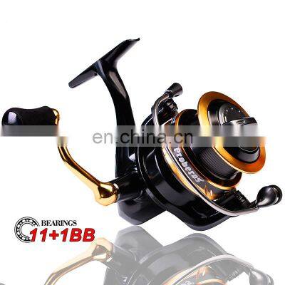 Hot sale Full metal 11+1BB MAX DRAG 17KG 2000/3000/4000/5000 high spool capacity Sea Fishing Spinning Fishing Reel