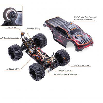 1:10 Scale Remote Control Car Truck, 80+ KM/H High Speed RTR RC Truck, 2.4GHZ Radio Controlled Electric RC Car, 4WD 4x4 Off Road Monster Truck for Adults, IPX7 Waterproof Racing Vehicle Truck photo-2