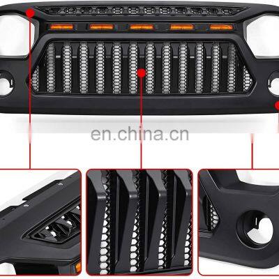 Grill for Jeep Wrangler JK Accessories 2007-2018 Matte Black Angry Face Grill With 5 Amber Lights for Jeep Rubicon Sahara Sport photo-4