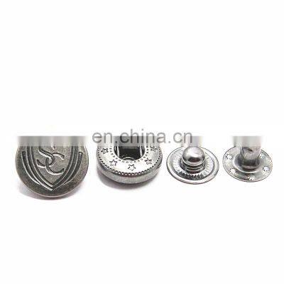 Garment Accessories Custom Embossed Logo Round 10mm 12mm 15mm 17mm 20mm Brass Press Snap Buttons For Clothes photo-2