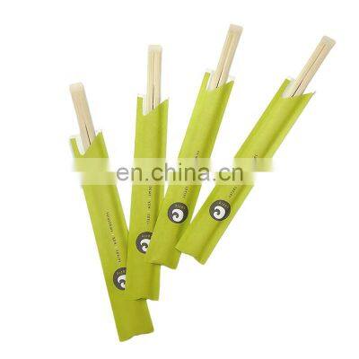 Disposable Bamboo Chopsticks With Custom Paper Sleeve Printed 2 Colors