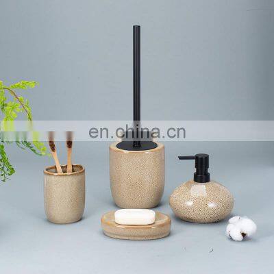 Ceramics Bathroom Decor Accessory Completes With Soap Dispenser Tumbler Soap Dish Toothbrush Holder Bathroom Accessories Set photo-5
