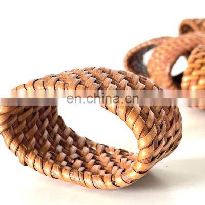 Rattan Napkin Ring Mid Century Modern 60s Set Tableware Set Napkin Holder Rings Wovenmade in Vietnam photo-4