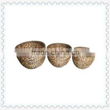 2013 round shape S/3 water hyacinth woven storage baskets for sale