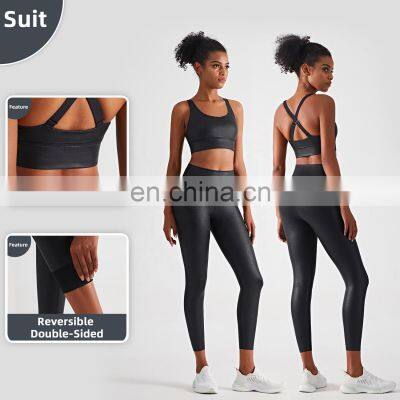 New Leather High Waisted Scrunch Butt Leggings Workout Legging Yoga Pants For Women