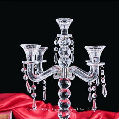 Factory Supply New Design Table Top Hanging Crystal Beads Crystal Chandelier Lighted Wedding Centerpiece photo-5