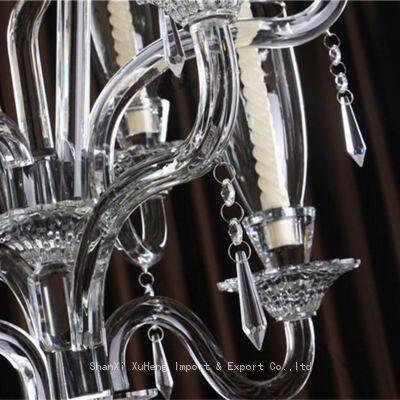 China Wholesale 9 Arms Tall Lampshade Crystal Glass Floor Candelabra photo-4