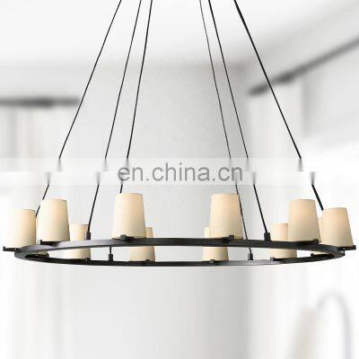 Copper Industrial Style Glass Lampshade Chandelier Ceiling Light Fixture For Living Dining Room Bedroom Kitchen Island Foyer