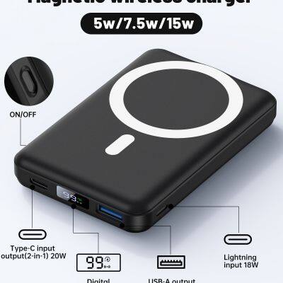 2024 New Style Mini Lightweight 10000mAh Power Bank Wireless Magnetic Fast Charging Power Supply For Mobile Phone Charging photo-5