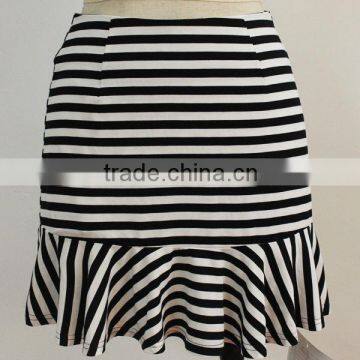 stripe cotton wrap around skirts with frills hem HL131251