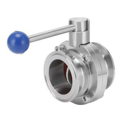 SS316L TC Ends Sanitary Manual Stainless Steel Butterfly Valve