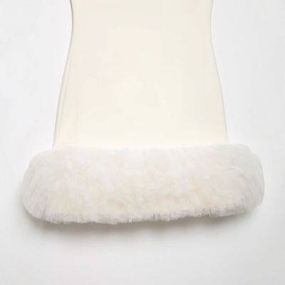 Fashionable and Casual Fluffy Hem Silk Mesh Short Dress for Women photo-5