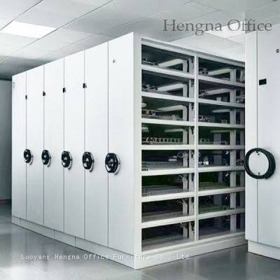 Space-Saving Mobile Shelving Unit for Offices & Small Workspaces, Customizable Compartments for Documents & Files, Easy Manual Operation