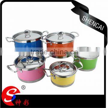 high quality western kitchen art induction10pcs bright colored cookware set