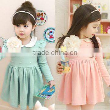 Pearls Big Flower Front Spring Girl Dress 2015 Wholesale
