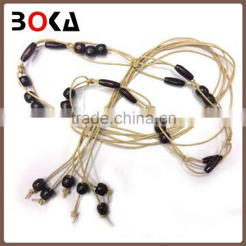 // fashion wooden beads belt with ropes for // wholesale braid belt for decorattion //