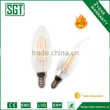 new style LED filament e14 candle bulbs 2w 4w C35 CE EMC RoHs