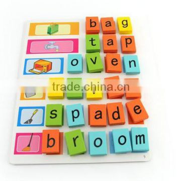 Wooden letter puzzle blocks learning toys for kids