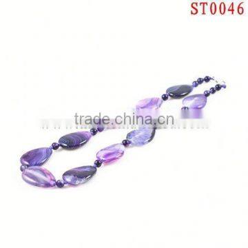 ST0046 45cm wholesale dealer necklace fashion vners purple agate nature stone on women's hot sale necklace nature stone