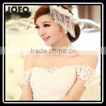 Elegant White Sexy Lace Handmade Embed Rhinestone Tassel Bridal Hairband Wedding Hair Accessories