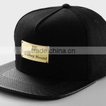 black metal logo 5 Panel snapback caps make your own snapback hats wholesale