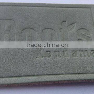 custom good quality denim leather light green jeans leather label